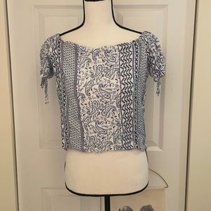 Lulu’s Blue Bandanna Print Off the Shoulder Top